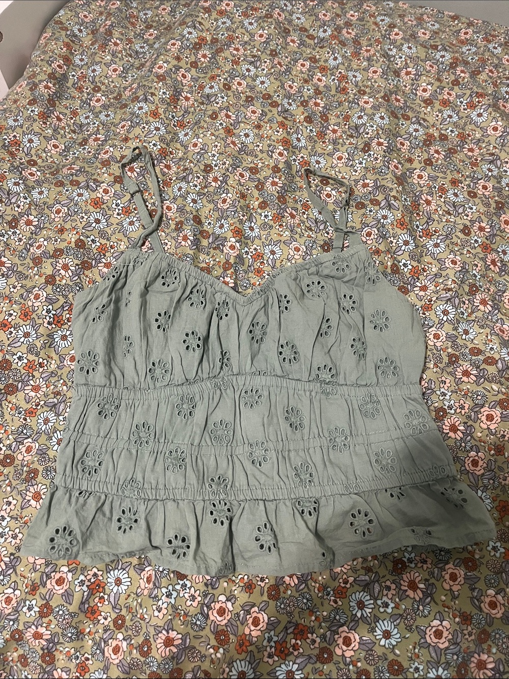 Hollister Sage Eyelet Spaghetti-Strap Cami